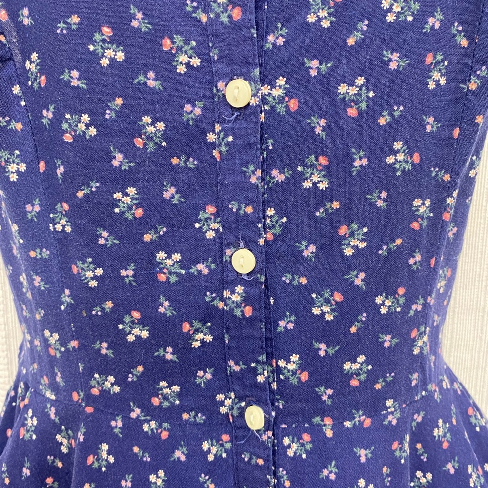 Gunne Sax Midnight Blue Floral with Lace Trim Dress Size S - Vintage EUC RARE - Picture 6 of 16